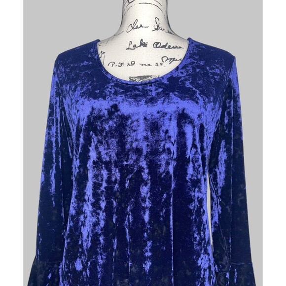 Karen Kane Velvet Flared Sleeve Midi Dress Womens XL Purple Witchy Whimsy Goth - Picture 3 of 10